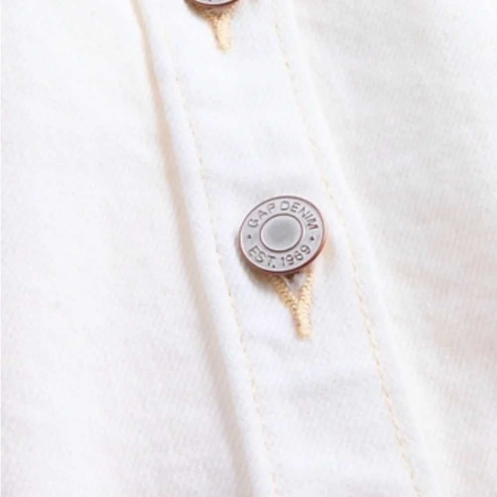 GAP Cream Tie-Neck Cap Sleeve Button Front Blouse - Picture 5 of 5
